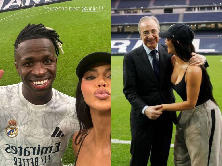 ¡Invitada por Vinicius! Kim Kardashian sorprende durante partido del Real Madrid