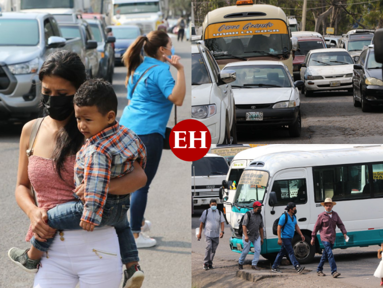 Imágenes del caos vial en la capital originado por el paro de transportistas