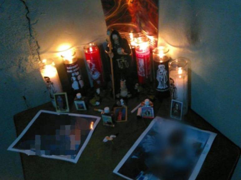 Fotos del altar satánico que descubrieron a pandilleros en Choloma