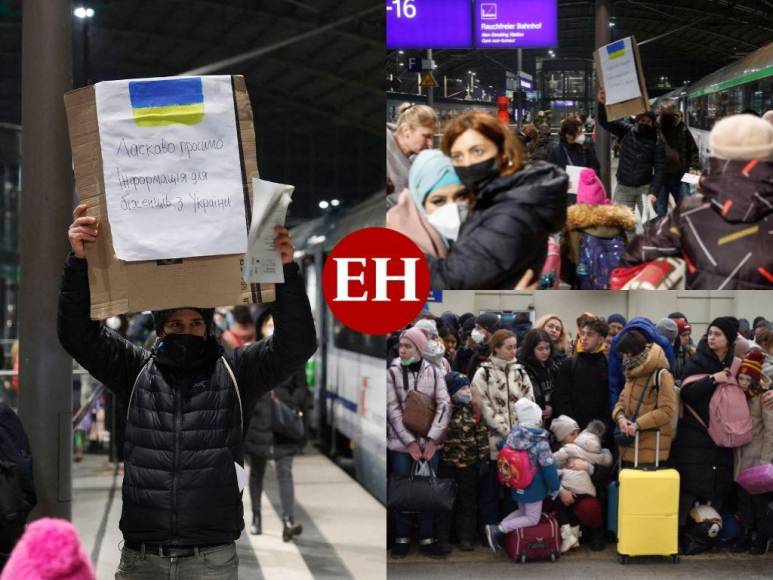 Ucranianos cansados y emocionados llegan en tren a Berlín tras escapar de la guerra