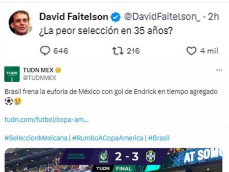 David Faitelson despotrica contra selección de México y lo que dicen otros periodistas