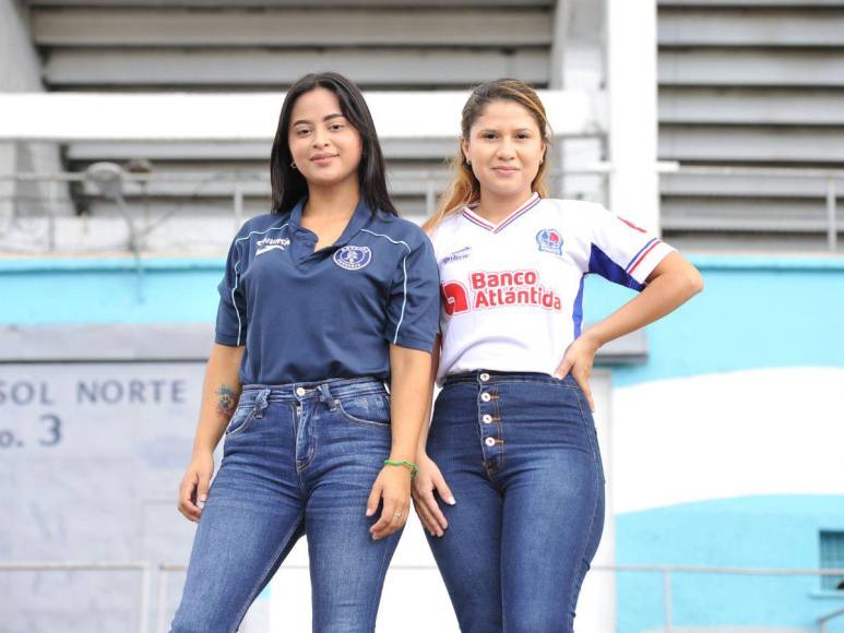 El impactante duelo de bellas mujeres en las graderías del Nacional por el Olimpia vs. Motagua