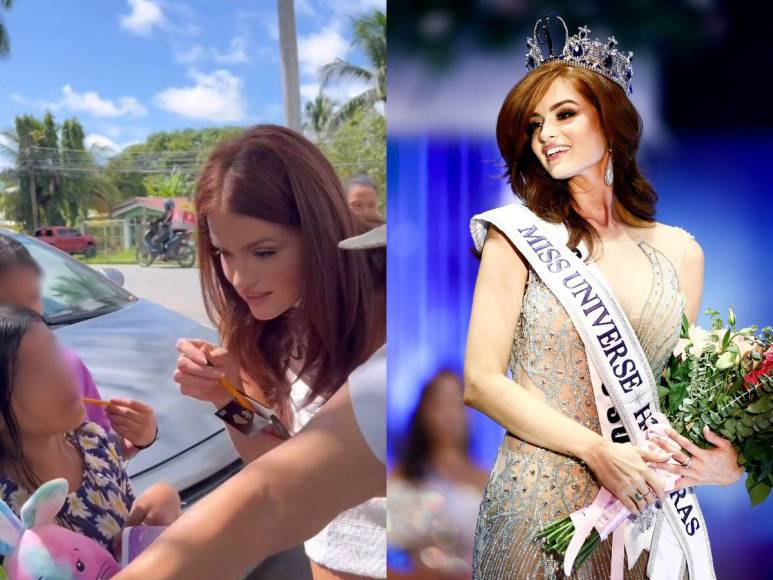 Stephanie Cam, Miss Honduras 2024, sorprende a niños con regalos y comida