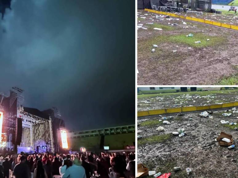 Cancha del estadio de Juticalpa quedó en pésimo estado luego de un concierto