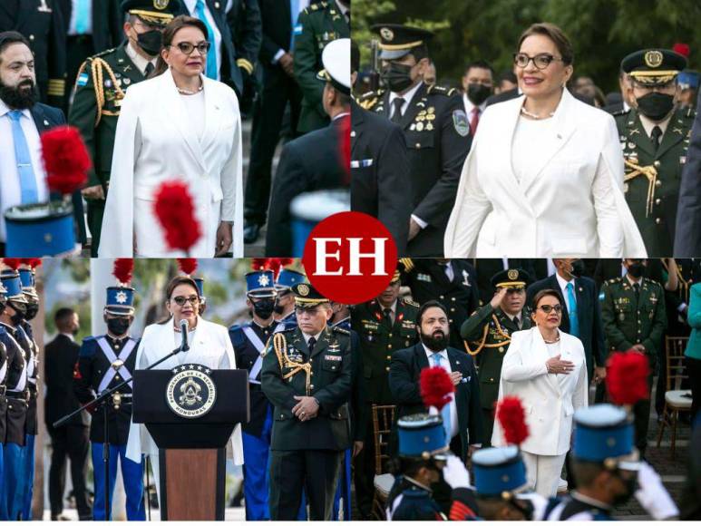 El look de la presidenta Xiomara Castro durante homenaje a la Bandera Nacional