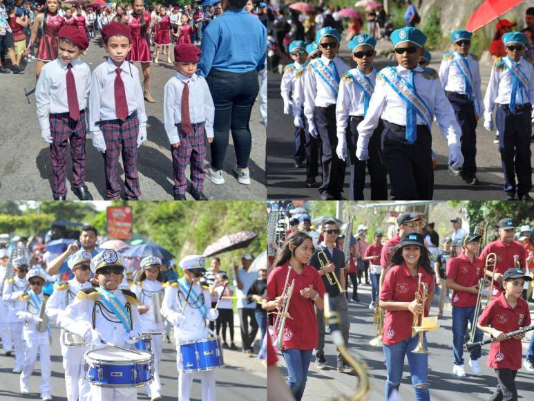 Bandas, pelotones y cadetes también brillaron en desfiles patrios de educación básica