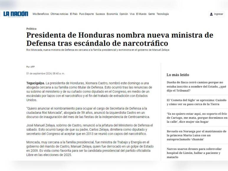 “Narcoescándalo en Honduras”: Así informan medios internacionales tras renuncia de ministro de Defensa