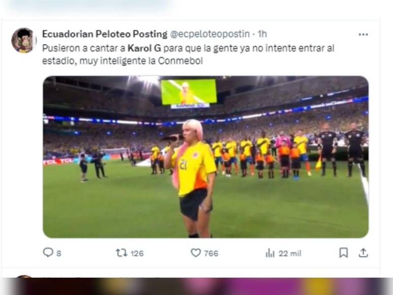 Los memes que dejó la actuación de Karol G en la final de la Copa América 2024