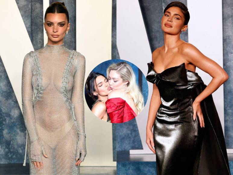 Emily Ratajkowski y Kylie Jenner compiten por la atención, mientras que Kendall y Gigi se besan en la after party de Vanity Fair