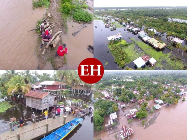 Comunidades incomunicadas, evacuaciones e intensas lluvias: Las imágenes de las inundaciones en La Mosquitia