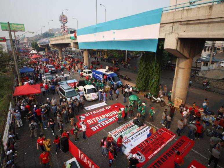 Las mejores imágenes de la marcha del Día del Trabajo en Tegucigalpa