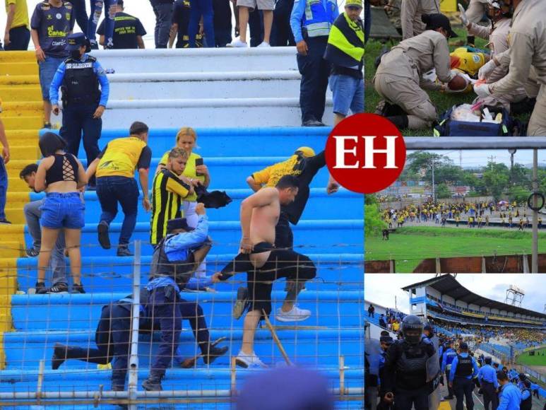 Pánico y caos: Así fue el zafarrancho provocado por aficionados del Real España en el estadio Olímpico (FOTOS)