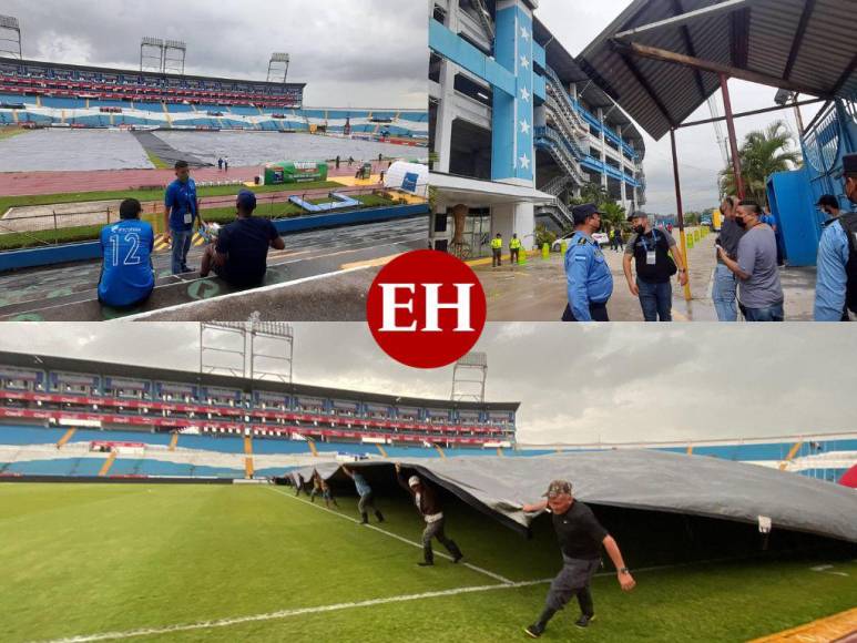 Pocos aficionados y protección ante la lluvia: Así luce el Olímpico previo al Honduras-Canadá