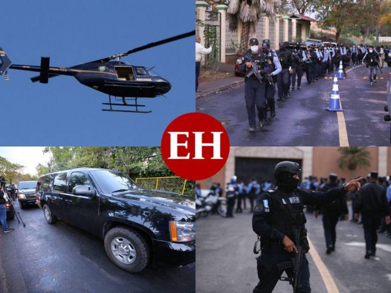 Helicóptero, carros blindados y 600 policías resguardan la vivienda de JOH (FOTOS)