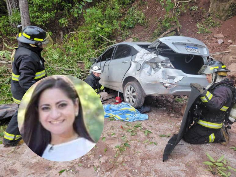 Las imágenes del fatal accidente vial donde murió una empleada de Hondutel en Valle de Ángeles