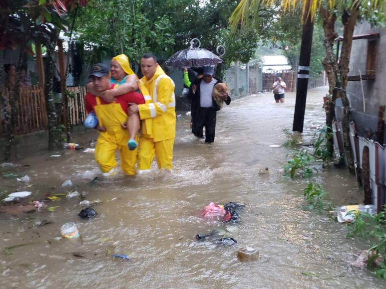 Ríos desbordados e inundaciones: Daños por fuertes lluvias en Atlántida