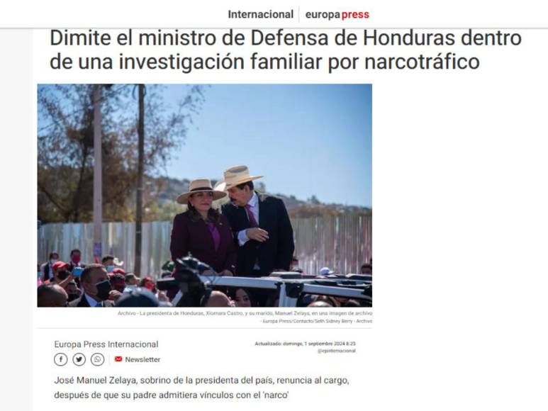 “Narcoescándalo en Honduras”: Así informan medios internacionales tras renuncia de ministro de Defensa