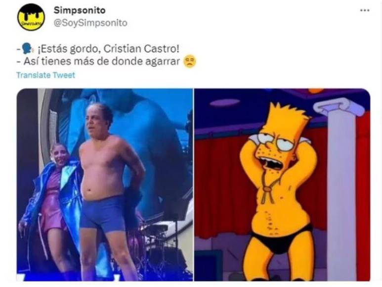 Los memes que provocó Cristian Castro al quitarse la ropa durante un concierto