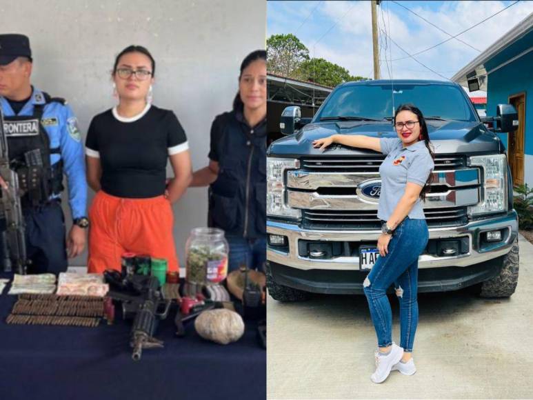 Viajes y lujos presumía Lindy Rodríguez, joven detenida con armas, droga y dinero en Ocotepeque