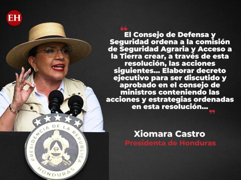 Las frases de Xiomara Castro sobre la creación de la comisión de seguridad agraria y acceso a la tierra