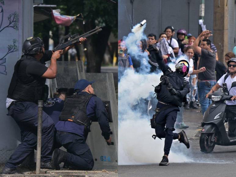 Policía venezolana reprime a manifestantes que protestan por supuesto fraude