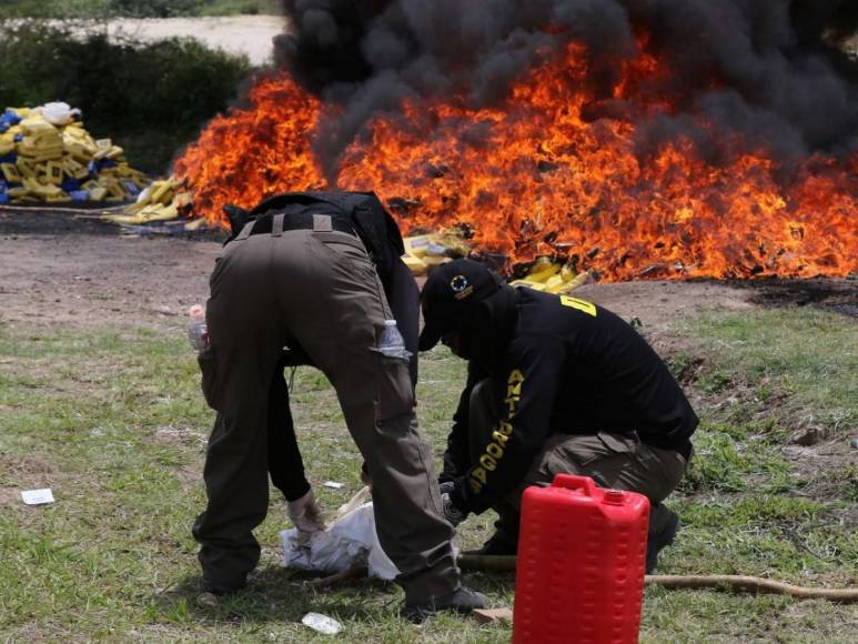 Así fue la destrucción de más de cuatro toneladas de cocaína