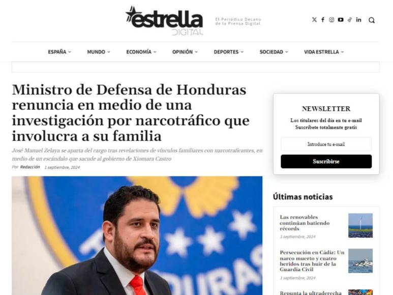 “Narcoescándalo en Honduras”: Así informan medios internacionales tras renuncia de ministro de Defensa