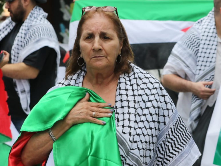 Palestinos residentes en Honduras protestan en la Embajada de Israel