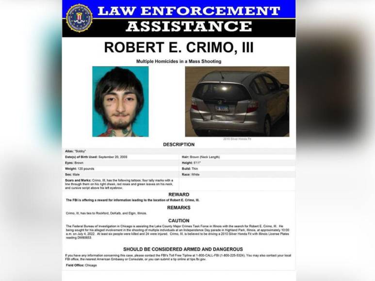 Lo que se sabe de Robert Crimo III, autor del tiroteo que dejó seis muertos en Chicago