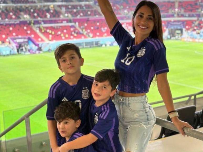 Antonela Roccuzzo y sus tres hijos, el apoyo e inspiración de Messi en la semifinal del Mundial de Qatar 2022