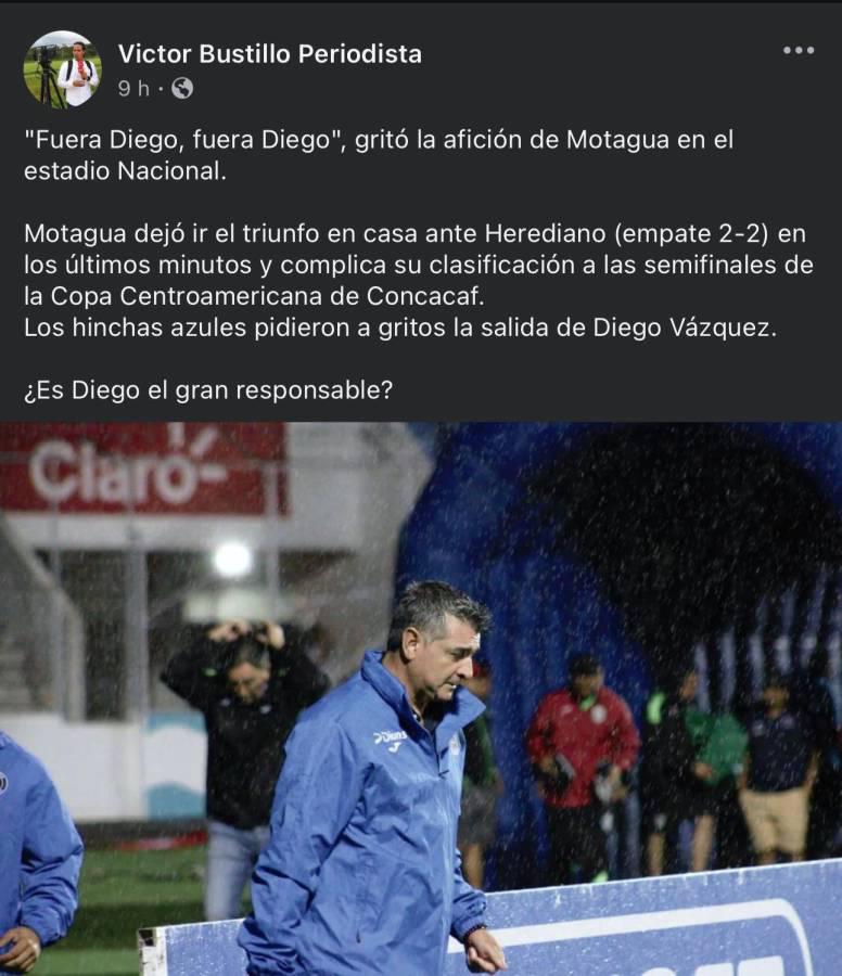 “Fuera Diego”: así reaccionó la prensa tras empate de Motagua-Herediano