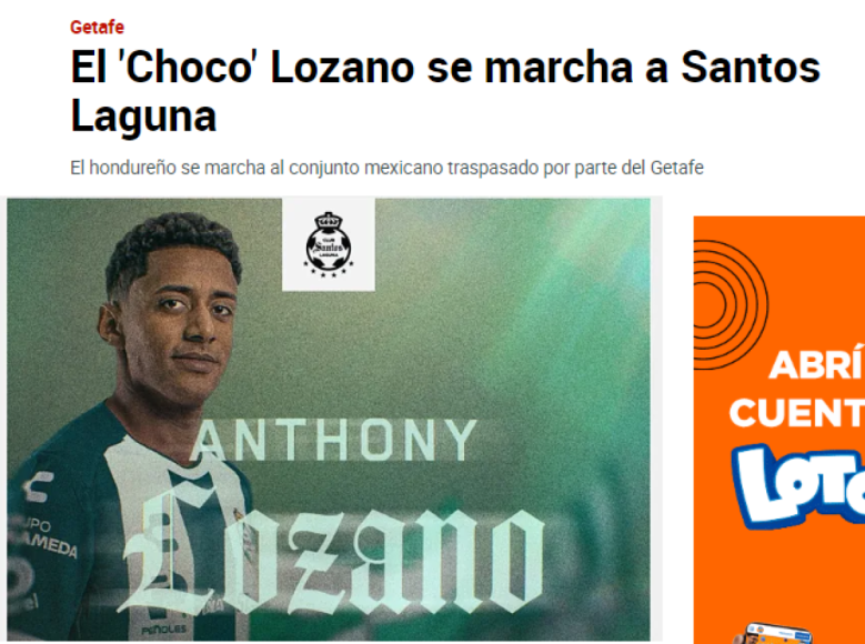 Antony “Choco” Lozano llega al Santos Laguna y así reaccionó la prensa de México