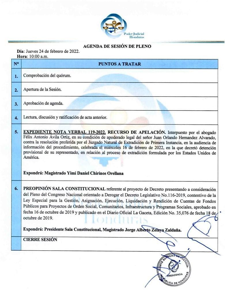 El jueves CSJ decidirá si dicta arresto domiciliario a expresidente Juan Orlando Hernández