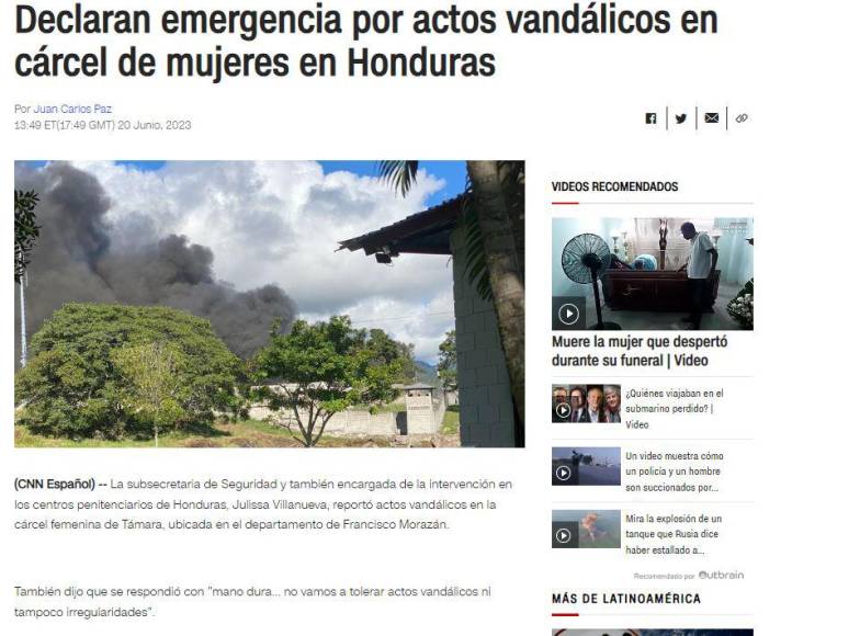 Así informa el mundo sobre la matanza dentro de la cárcel de mujeres de Támara en Honduras