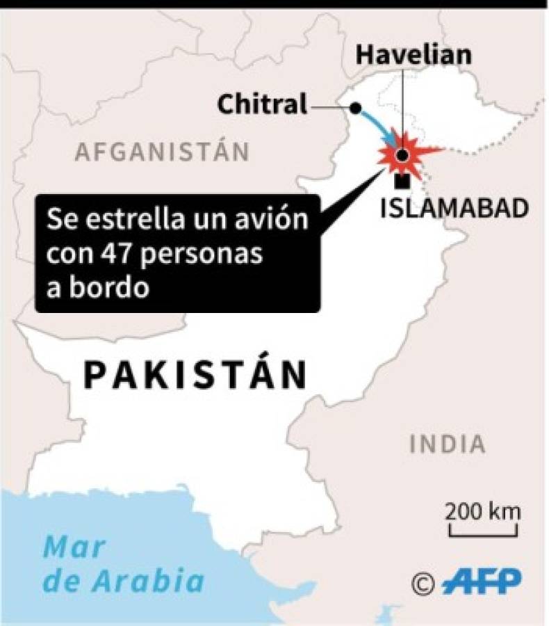 La aeronave se estrelló en la provincia de Khyber Pakhtunkhwa (noroeste). Foto: AFP