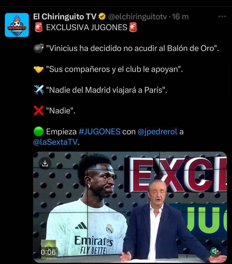 Vinicius no ganará el Balón de Oro y la prensa reacciona: “La mayor vergüenza en años”