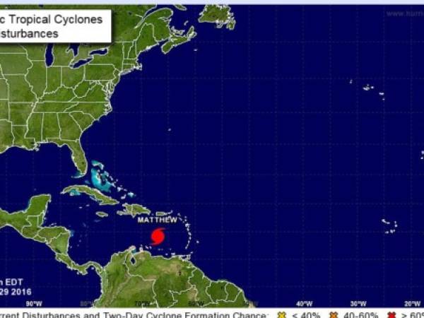 El huracán Mathew se desplaza hacia el Mar Caribe, lejos de Honduras según autoridades de Copeco. Foto: @LisandroRosales