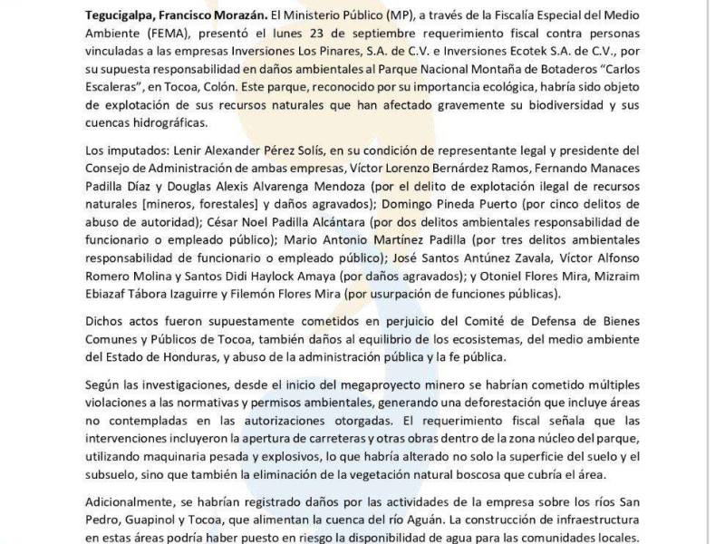 Este fue el comunicado que compartió el Ministerio Público a través de su cuenta de X.