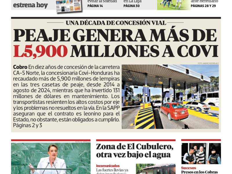 Peaje genera más de L5,000 millones a Covi