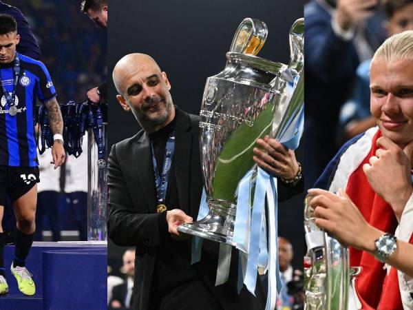 El conjunto Cityzen logró coronarse campeón de la Champions League y lo festejó por todo lo alto. La novia de Haaland posó con el noruego, Grealish besando a su pareja, el jeque Khaldoon al-Mubarak le agradeció a Guardiola con un abrazo y la desgarradora imagen de Lautaro Martínez. Aquí las imágenes que no se vieron por Televisión.