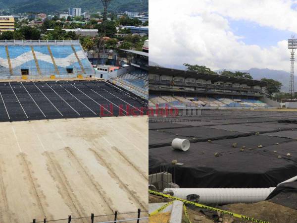 En la recta final del proyecto iniciado a mediados de abril, los trabajos de cambio de césped en el Estadio Morazán siguen avanzando y así luce el escenario deportivo que aguarda por su reinauguración. El coloso sampedrano será el segundo estadio con grama híbrida en el fútbol de Honduras.