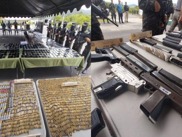 Luego de la realización de la operación “Fe y Esperanza”, la Policía Militar de Orden Público (PMOP) exhibió este lunes el poderoso arsenal que fue decomisado en los centros penales de Honduras. Armas, municiones de diferentes calibres y hasta granadas forman parte del peligroso armamento con el que contaban las estructuras criminales en los presidios.