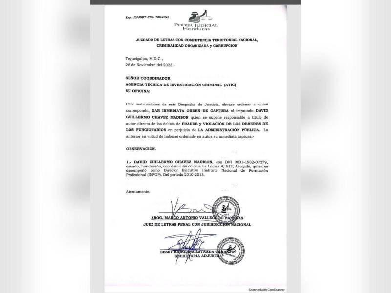 Levantan orden de captura contra David Chávez