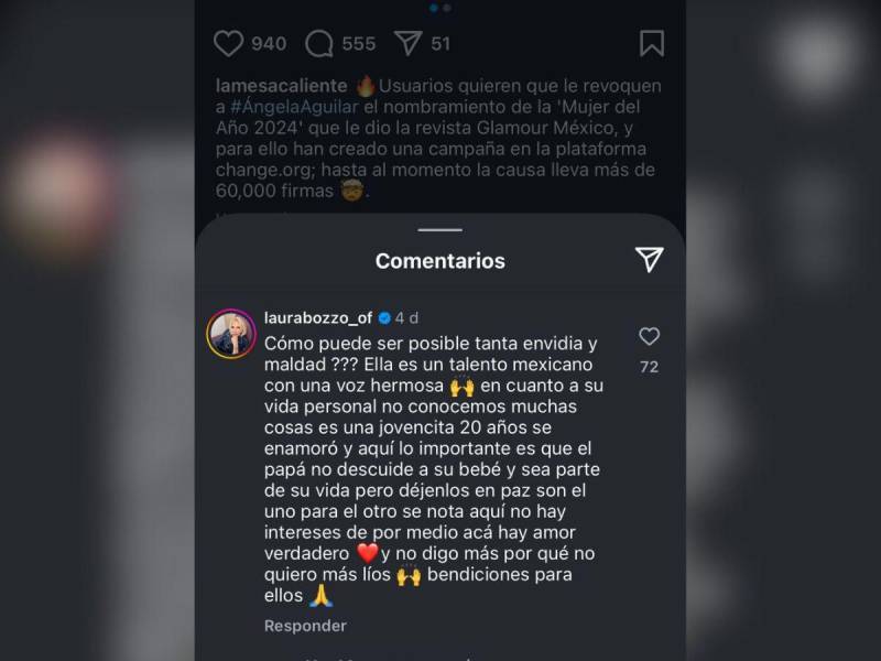 El comentario fue escrito en una publicación relacionada a Aguilar en el perfil de “La mesa caliente”.