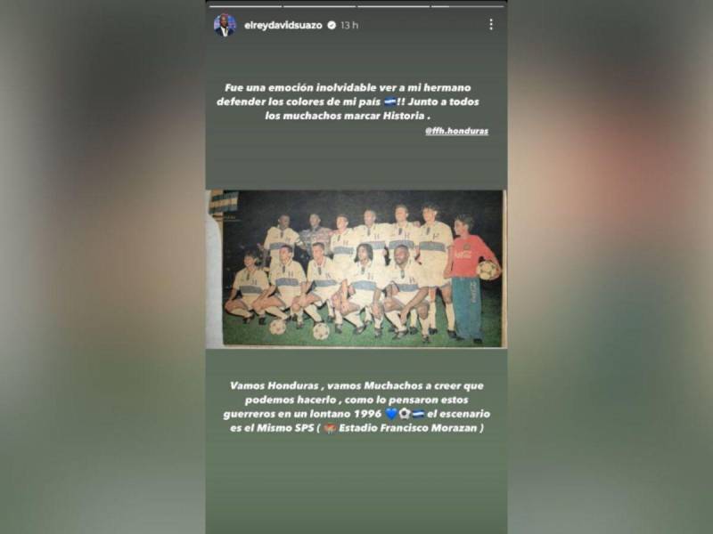 Mensaje de David Suazo a través de Instagram apoyando a la Selección de Honduras.