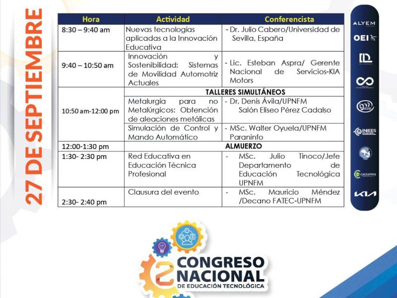 Agenda del viernes 27 de septiembre.