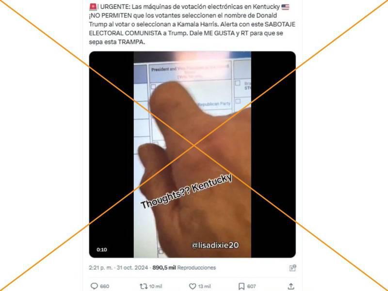 Captura de pantalla a una publicación de X realizada el 5 de noviembre de 2024.