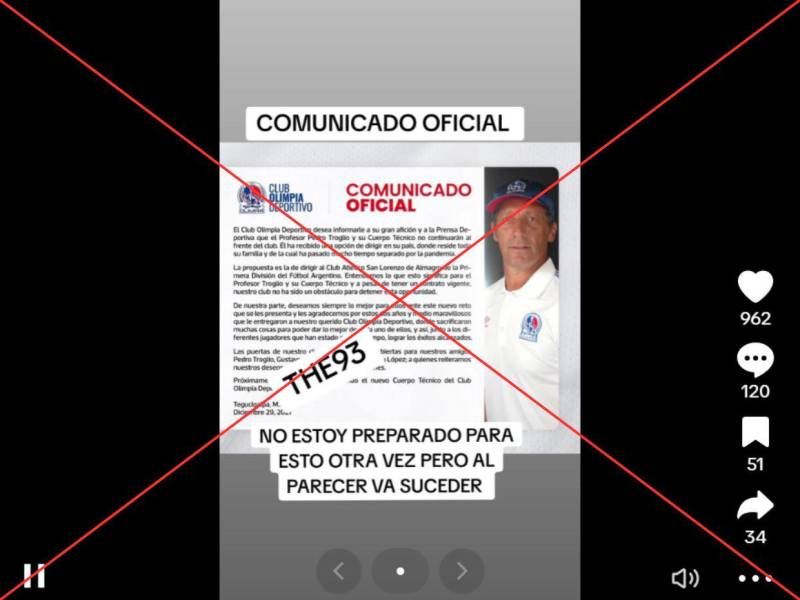 Captura de pantalla a una publicación de TiTok hecha el 2 de diciembre de 2024.