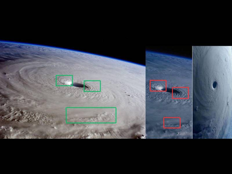 Comparativa de foto de la NASA y la imagen que usa la desinformación.