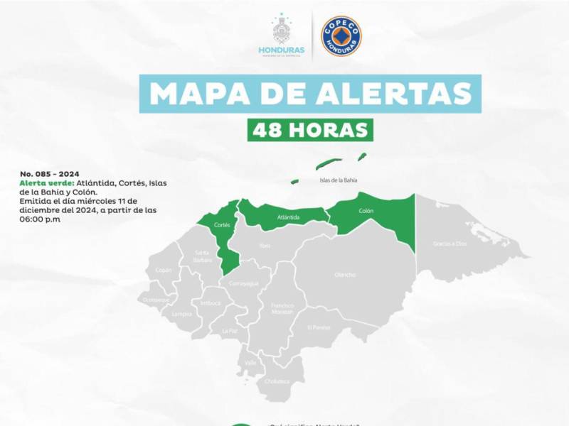 Declaran alerta verde en cuatro departamentos ante ingreso de frente frío